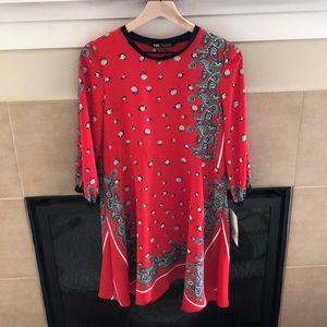 Pretty Red Floral Zara Dress Size Small